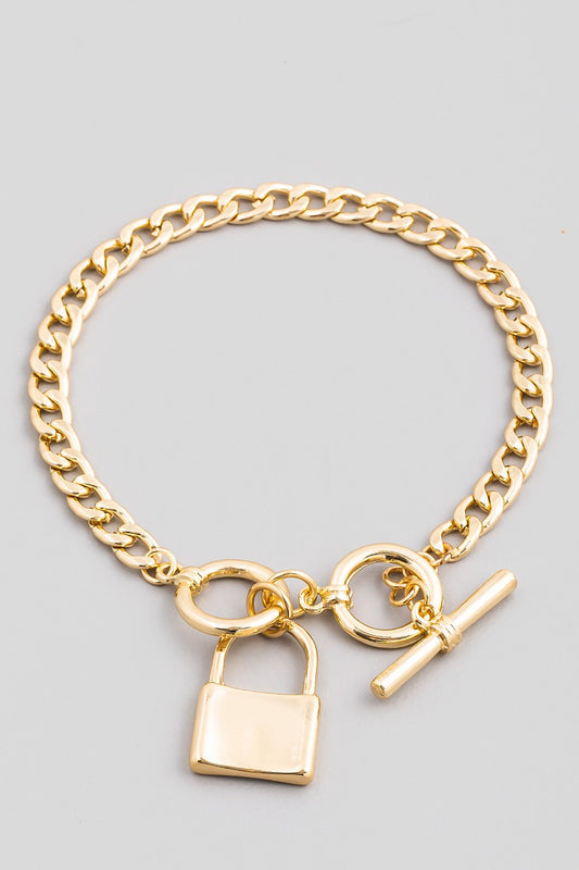 Toggle Chain Link Padlock Bracelet